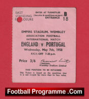 England v Portugal 1958 – TICKET – Bobby Charlton Full Debut