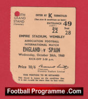 England v Spain 1960 – Football Match Ticket