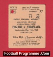 England v Yugoslavia 1960 – Match Ticket