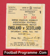 England v Scotland 1961 – Match Ticket Wembley