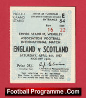 England v Scotland 1957 – Football Ticket – Duncan Edwards