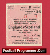 England v Scotland 1963 – Football Match Ticket