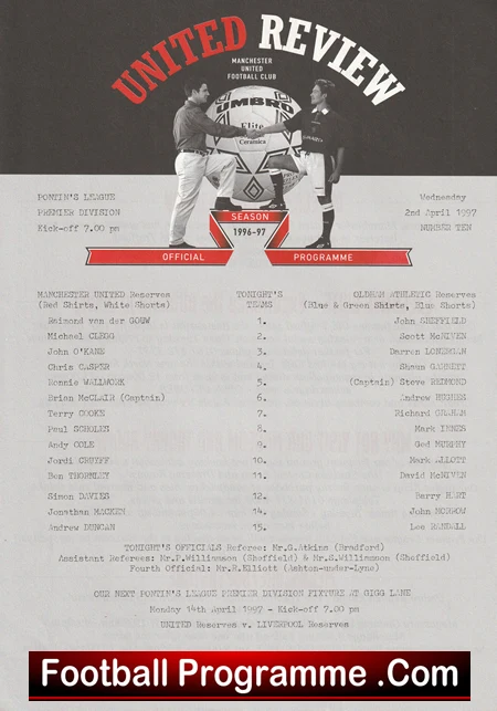 Manchester United v Oldham Athletic 1997 - Reserves Cruyff + Cole - Image 2