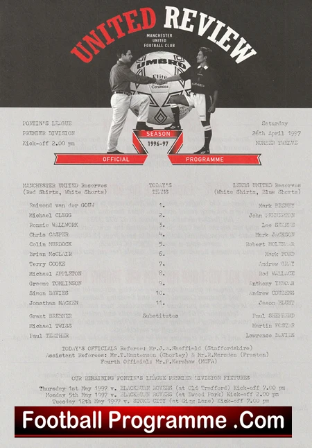 Manchester United v Leeds United 1997 - Reserves McClair Wallwork - Image 2