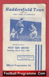 Huddersfield Town v West Ham 1958 – Denis Law + Munich Disaster