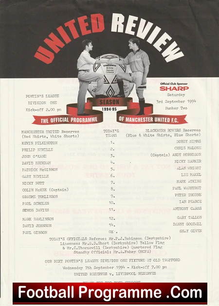 Manchester United v Blackburn Rovers 1994 - Reserves David Beckham - Image 2