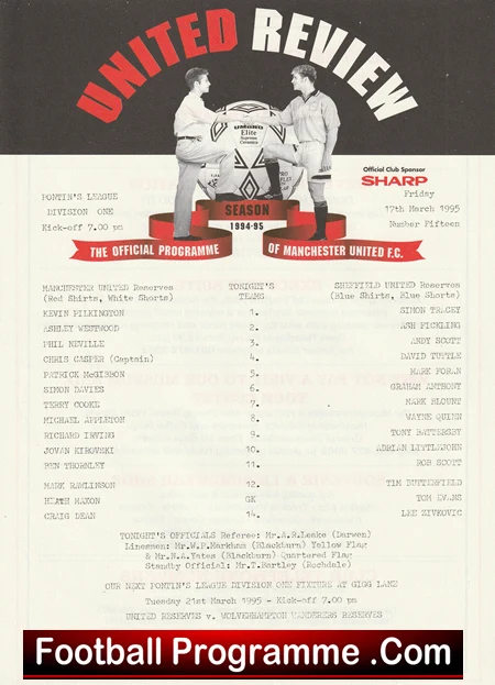 Manchester United v Sheffield United 1995 - Reserves Kirovski + McGibbon - Image 2