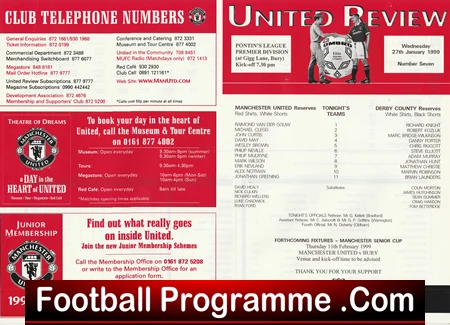 Manchester United v Derby County 1999 - Man Utd Treble Season Reserves - Image 2