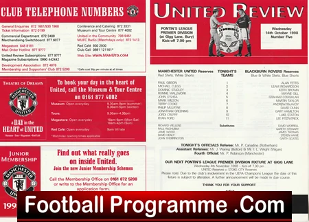 Manchester United v Blackburn Rovers 1998 - Man Utd Treble Season Reserves - Image 2