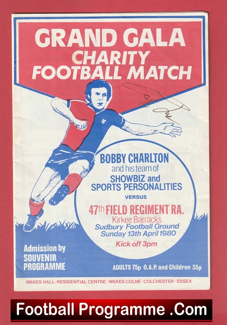 Bobby Charlton Show Biz v 47th Field Regiment 1980 - Kirkee Barracks Signed - Image 2