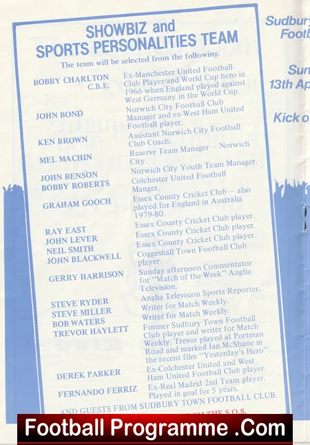 Bobby Charlton Show Biz v 47th Field Regiment 1980 - Kirkee Barracks Signed - Image 3