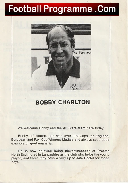 St Helens Saints v All Stars X1 1975 - Signed Bobby Charlton Nobby Stiles - Image 3