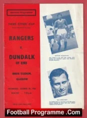 Glasgow Rangers v Dundalk 1968 – Fairs Cup Ibrox Alex Ferguson