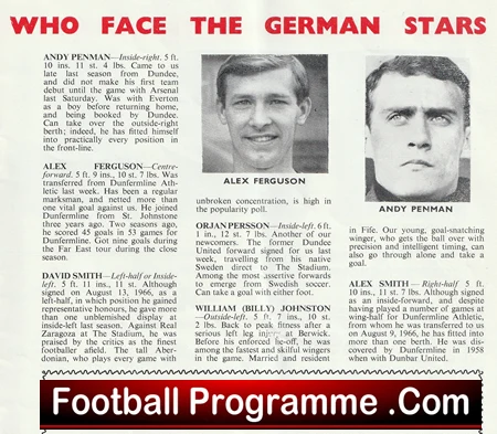 Glasgow Rangers v Eintracht Frankfurt 1967 - Souvenir Alex Ferguson - Image 3
