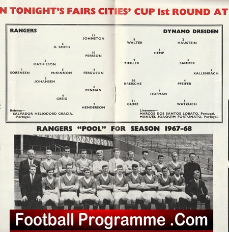 Glasgow Rangers v Dynamo Dresden 1967 - Fairs Cup Ibrox Alex Ferguson - Image 3