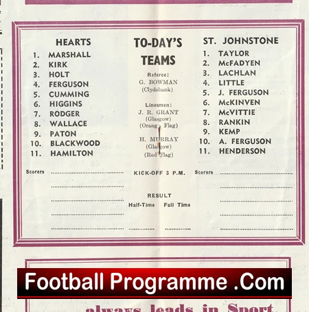 Heart Of Midlothian v St Johnstone 1962 - Alex Ferguson Player - Image 3