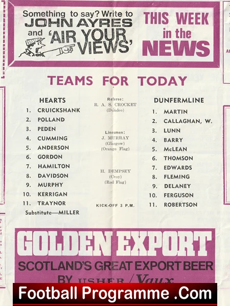 Heart Of Midlothian v Dunfermline Athletic 1966 Alex Ferguson - Image 3