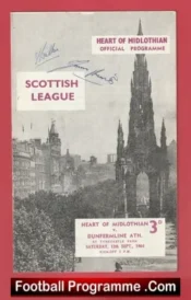 Heart Of Midlothian v Dunfermline Athletic 1964 – Alex Ferguson Signed