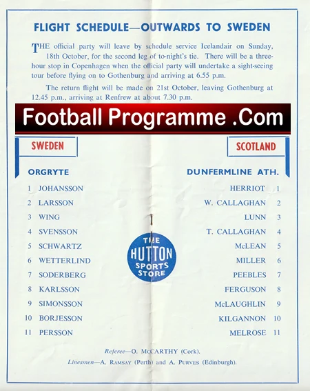 Dunfermline Athletic v Orgryte 1964 - Sir Alex Ferguson Player - Image 3