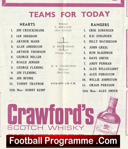 Heart Of Midlothian v Glasgow Rangers 1968 - Alex Ferguson - Image 3
