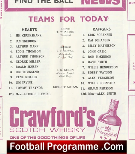 Heart Of Midlothian v Glasgow Rangers 1968 - Sir Alex Ferguson - Image 3