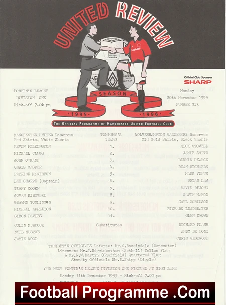 Manchester United v Wolves Wolverhampton 1995 - Reserves Kirovski + Flash - Image 2