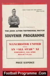 John Aston Testimonial Benefit Match Manchester United Man Utd 1956