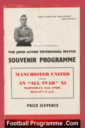 John Aston Testimonial Benefit Match Manchester United Man Utd 1956
