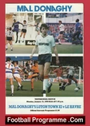 Mal Donaghy Testimonial Benefit + Ticket Luton Town 1990 Bryan Robson