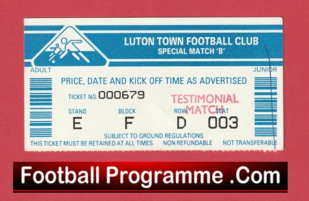 Mal Donaghy Testimonial Benefit + Ticket Luton Town 1990 Bryan Robson - Image 6