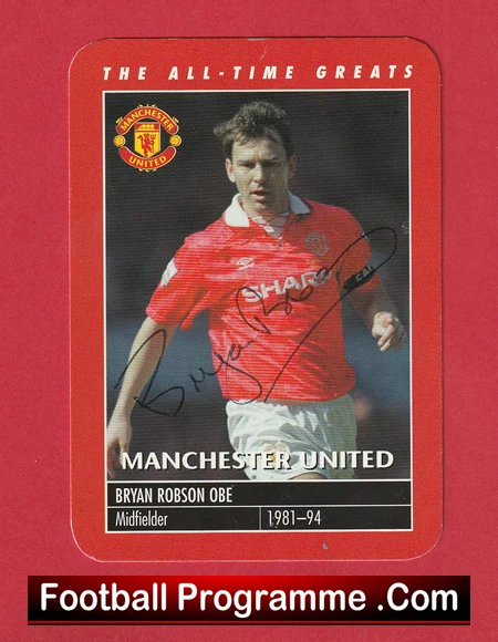 Manchester United Bryan Robson Man Utd Signed Football Card Autographed - Image 2