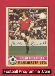 Manchester United Brian Greenhoff Autographed Signed Football Card Man Utd