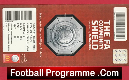 Manchester United v Wigan Athletic 2013 - Community Shield Match Ticket - Image 2