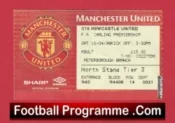 Manchester United v Newcastle United 1998 – Match Ticket