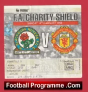 Manchester United v Blackburn Rovers 1994 Charity Shield Ticket