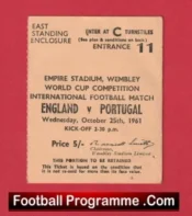 England v Portugal 1961 – Match Ticket Bobby Charlton + Eusebio