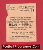 England v Portugal 1961 – Match Ticket Bobby Charlton + Eusebio