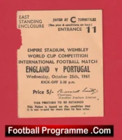 England v Portugal 1961 – Match Ticket Bobby Charlton + Eusebio