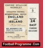 England v Ireland 1967 – Football Ticket