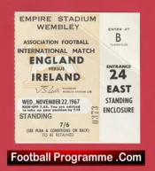 England v Ireland 1967 – Football Ticket