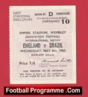 England v Brazil 1963 – Match Ticket