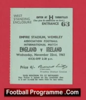 England v Ireland 1961 – Football Ticket