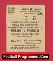 England v Portugal 1961 – Match Ticket Bobby Charlton + Eusebio