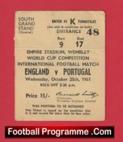 England v Portugal 1961 – Match Ticket Bobby Charlton + Eusebio