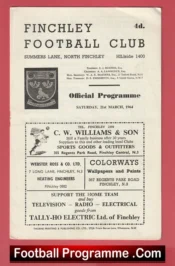 Finchley v Hounslow Town 1964 + Sheet