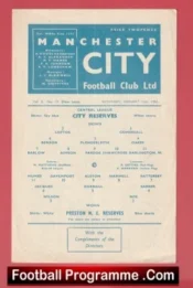 Manchester City v Preston 1962 – Man City PNE Reserves