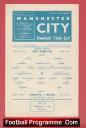 Manchester City v Preston 1962 – Man City PNE Reserves
