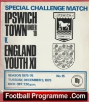 Ipswich Town v England 1975 – Special Challenge Game Youth