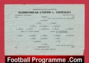 Maidenhead United v Yiewsley 1950s – Single Sheet