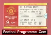 Manchester United v Blackburn Rovers 2003 – LC Semi Final Football Ticket